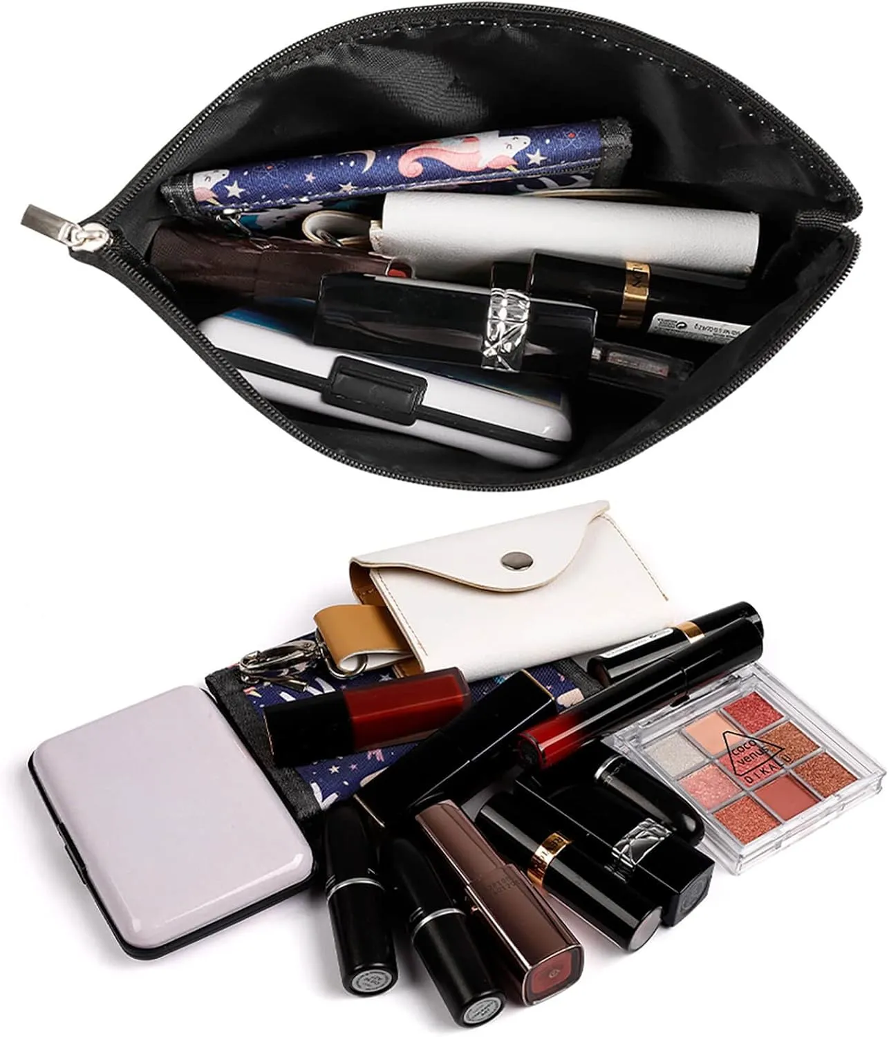 Elegant Makeup Bag, Dark Green Gradient Cosmetic Bag Large Capacity Pouch Portable Organizer for Men & Women