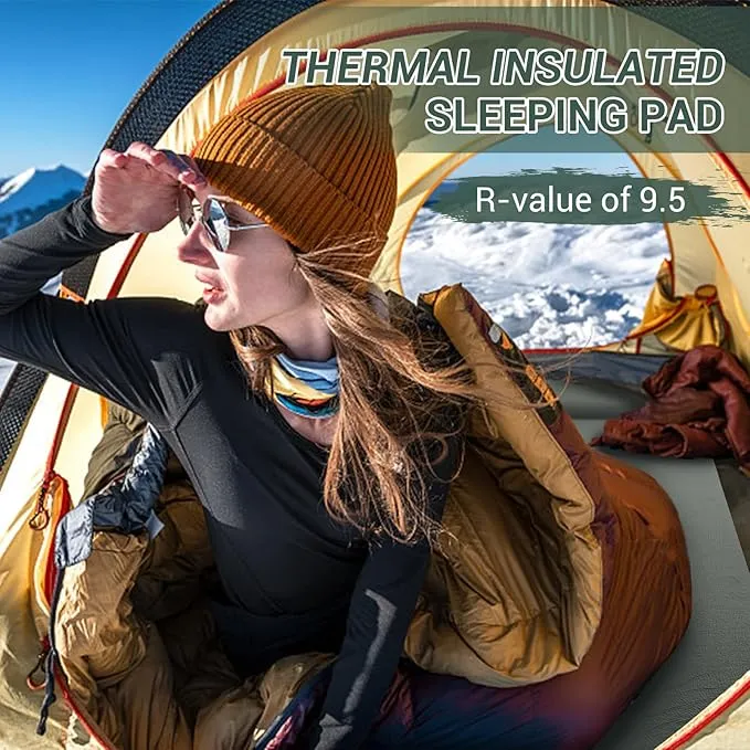 Elegear Self Inflating Sleeping Pad, 3.1" Ultra-Thick Memory Foam Camping Pad with Pillow Fast Inflating in 20s Insulated Camping Mattress Pad 4-Season Camp Sleeping Mat for Camping/Travel/Car/Tent