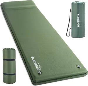 Elegear Self Inflating Sleeping Pad, 3.1" Ultra-Thick Memory Foam Camping Pad with Pillow Fast Inflating in 20s Insulated Camping Mattress Pad 4-Season Camp Sleeping Mat for Camping/Travel/Car/Tent