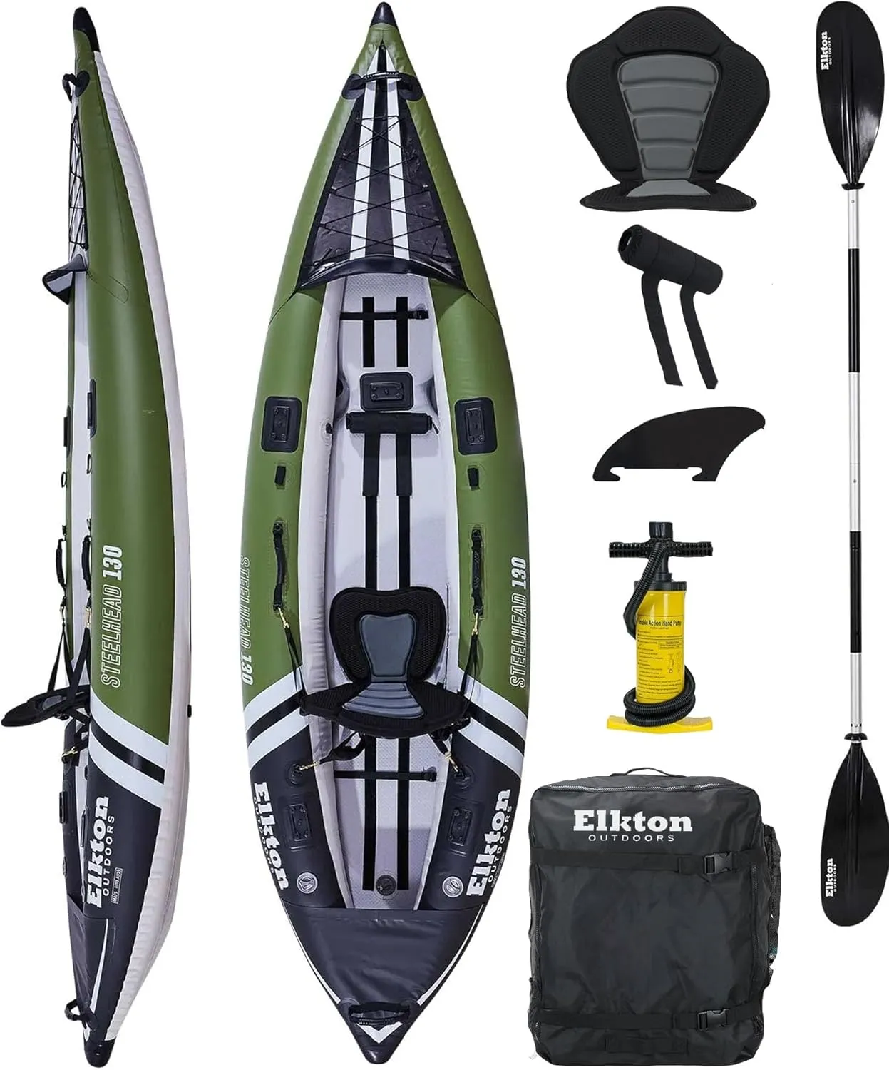 Elkton Outdoors Steelhead Inflatable Fishing Kayak Boat