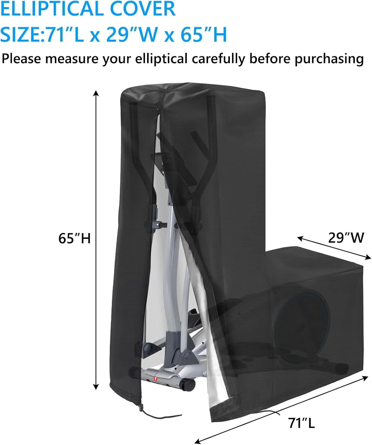 Elliptical Cover Elliptical Exercise Machine Cover for Indoor & Outdoor Home Elliptical Fitness Machine Protective Cover Waterproof & Dustproof Black