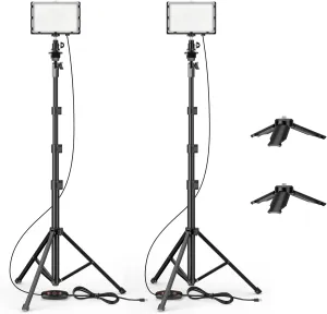 EMART Led Photography Lighting Kit, 2 Pcs Dimmable Continuous Portable Studio Light with 54 inch Adjustable Tripod Stand for Video Recording, Photoshoot, YouTube, Game Streaming
