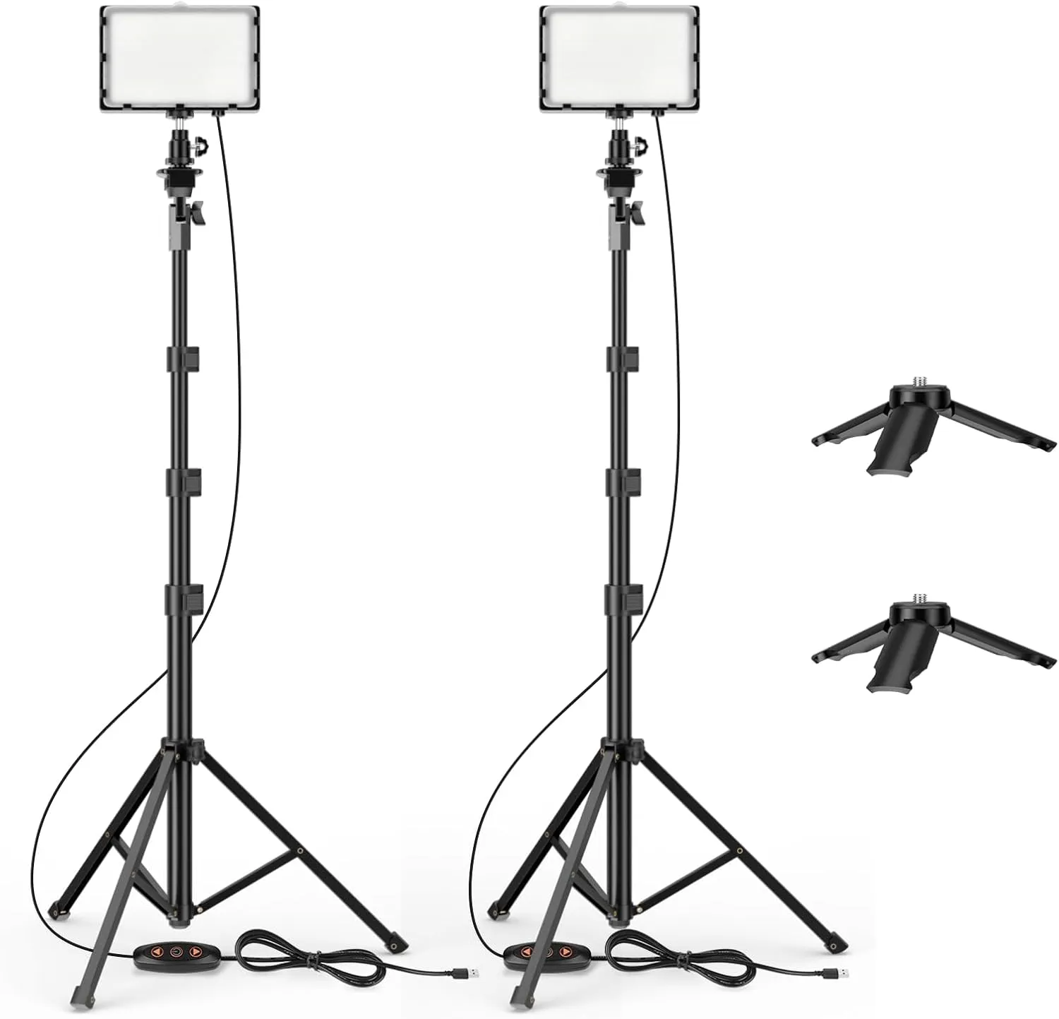 EMART Led Photography Lighting Kit, 2 Pcs Dimmable Continuous Portable Studio Light with 54 inch Adjustable Tripod Stand for Video Recording, Photoshoot, YouTube, Game Streaming