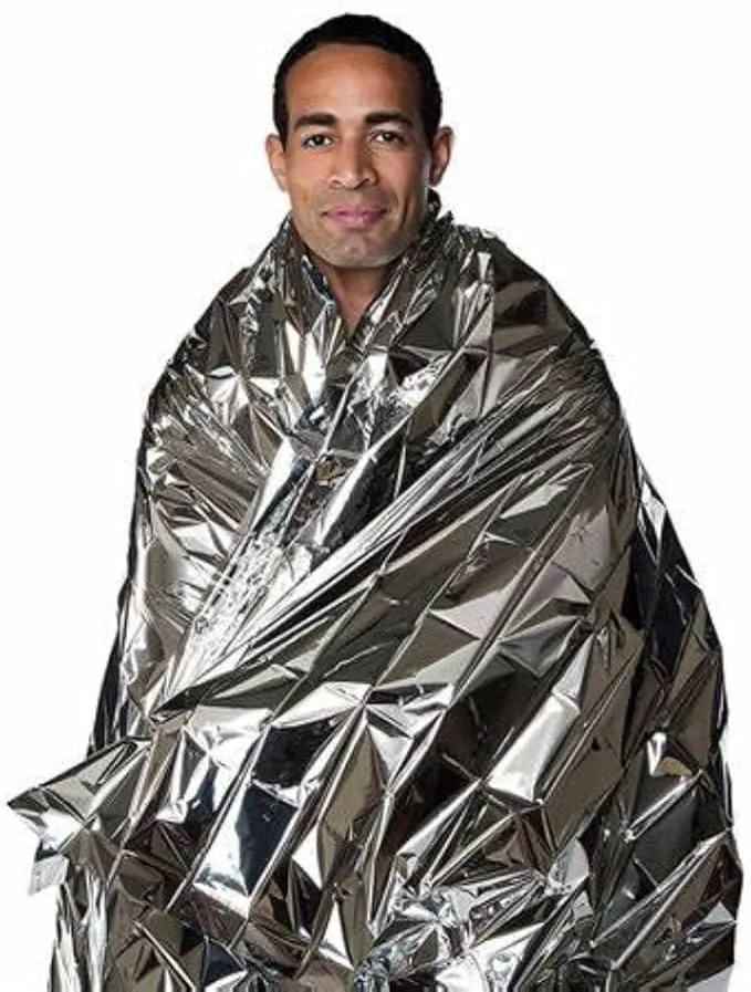 Emergency Mylar Thermal Blankets - 10 Pack | Survival Space Fire Blankets for Outdoor Adventures, Marathons, First Aid | Waterproof & Windproof | Ideal for Camping & Hiking