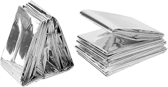 Emergency Mylar Thermal Blankets - 10 Pack | Survival Space Fire Blankets for Outdoor Adventures, Marathons, First Aid | Waterproof & Windproof | Ideal for Camping & Hiking