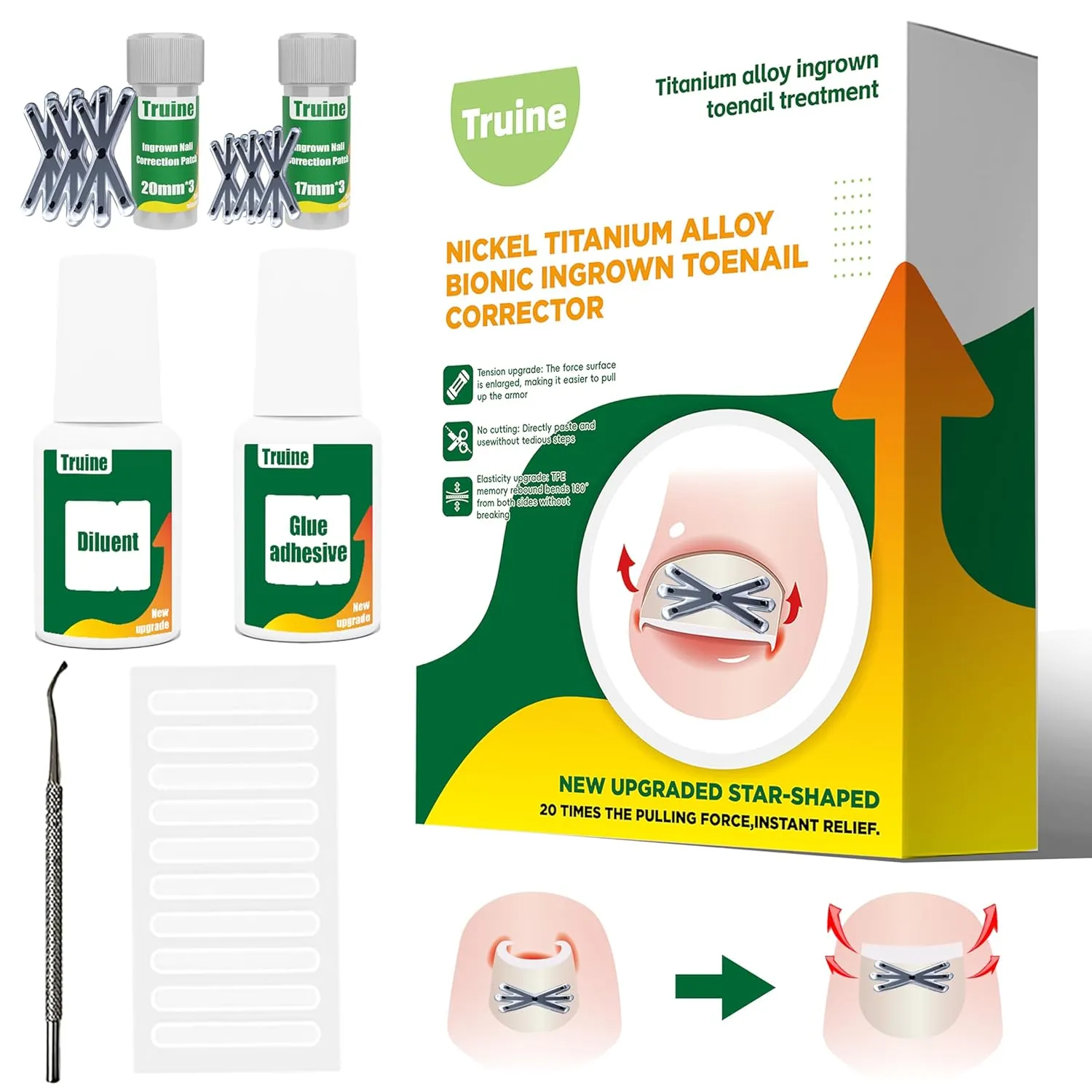 Enhanced Titanium Ingrown Toenail Corrector, ingrown toenail treatment，Suitable for curved nails，ingrown toenail removal kit，at Home Ingrown Toenail Treatment，Curved Toenail Straightener