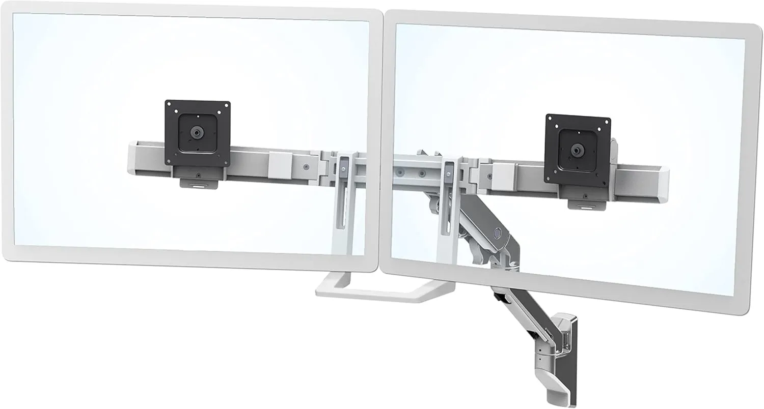 Ergotron – HX Dual Monitor Arm, VESA Wall Mount – for 2 Monitors Up to 32 Inches, 5 to 17.5 lbs Each – Polished Aluminum