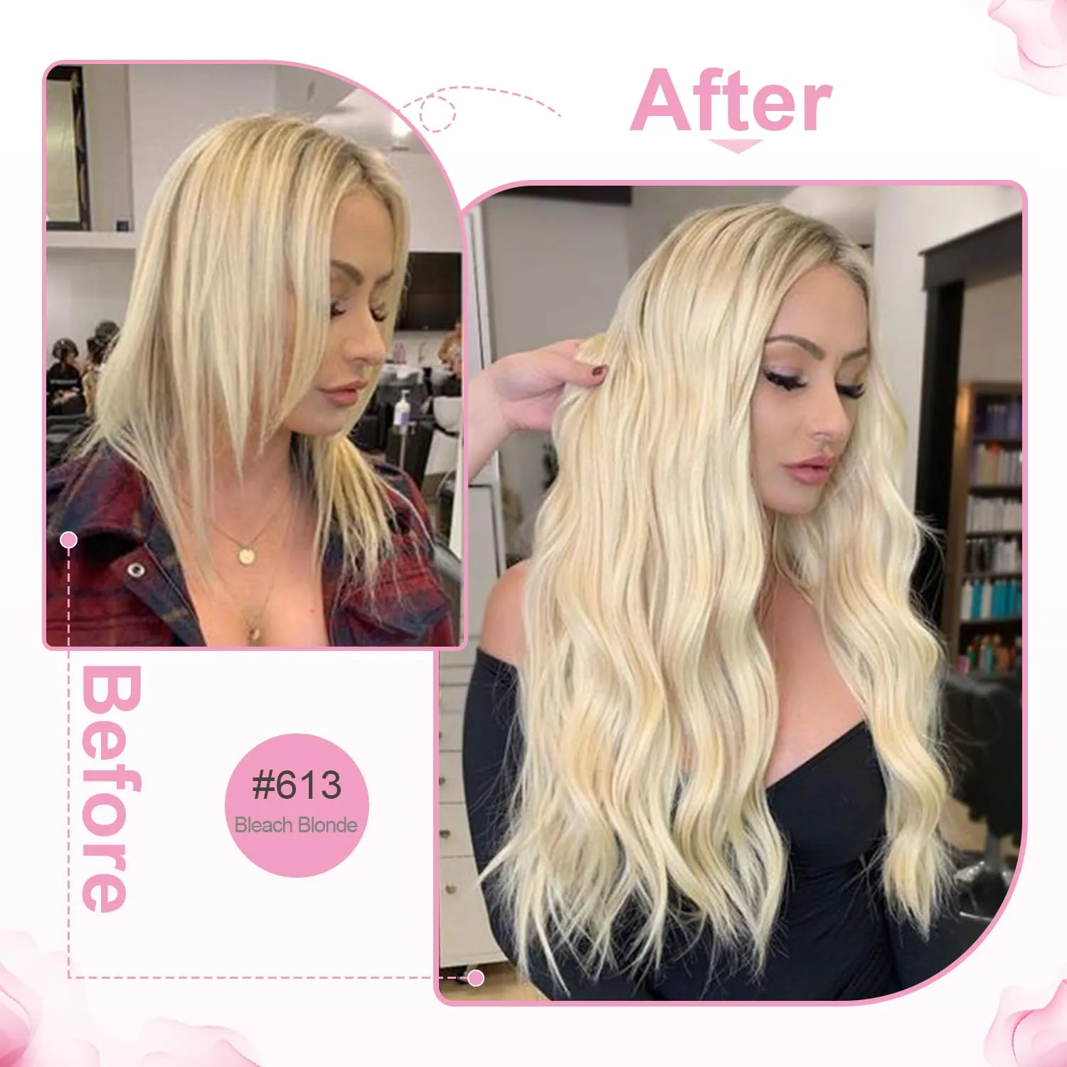 Evala Tape in Hair Extensions - Blonde Remy Hair, 613 Bleach Blonde, 20pcs 40g Real Human Hair, Seamless Straight Natural, 14 Inch