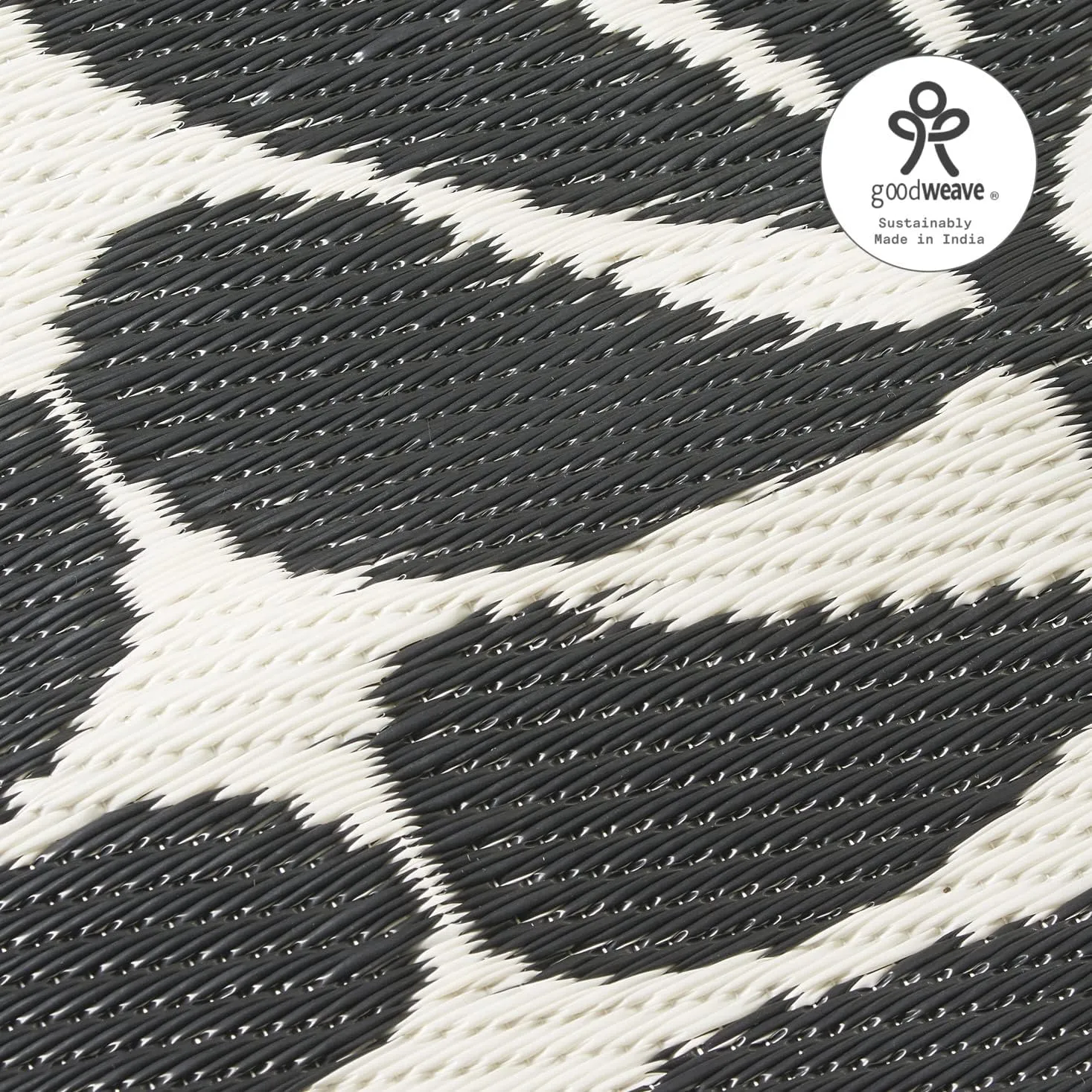 Fab Habitat Tribal Matisse Outdoor Rug - Waterproof, Fade Resistant, Crease-Free, Reversible - Premium Recycled Plastic - Patio Porch Balcony Deck - Serowe Blackwhite - 8x10 ft