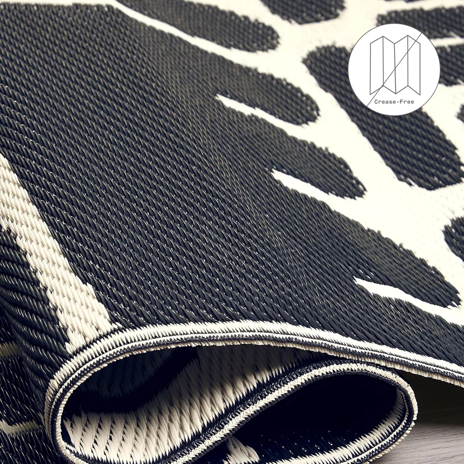 Fab Habitat Tribal Matisse Outdoor Rug - Waterproof, Fade Resistant, Crease-Free, Reversible - Premium Recycled Plastic - Patio Porch Balcony Deck - Serowe Blackwhite - 8x10 ft