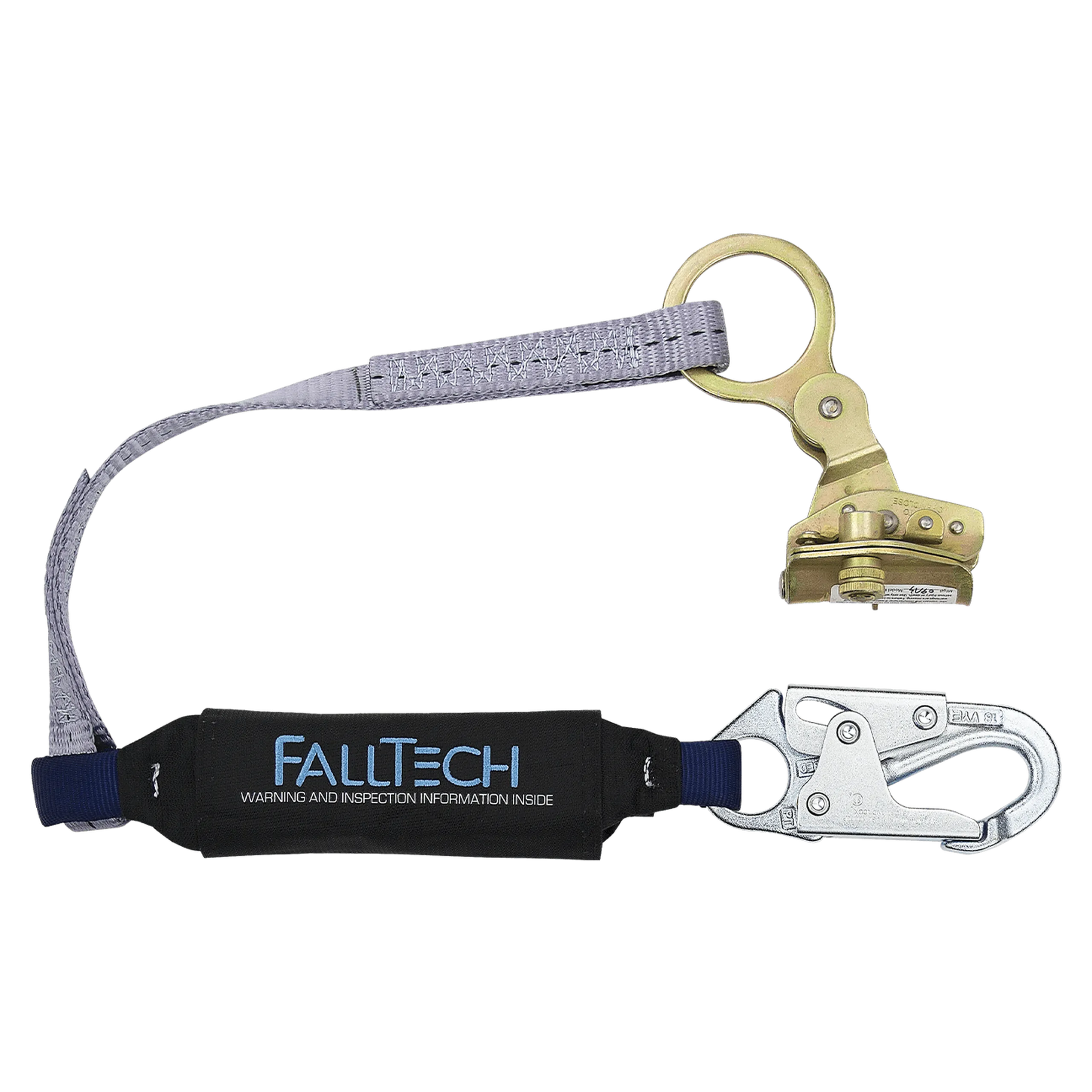 FallTech 8358 Hinged Trailing Rope Adjuster with 3' ViewPack® Energy Absorbing Lanyard (each)