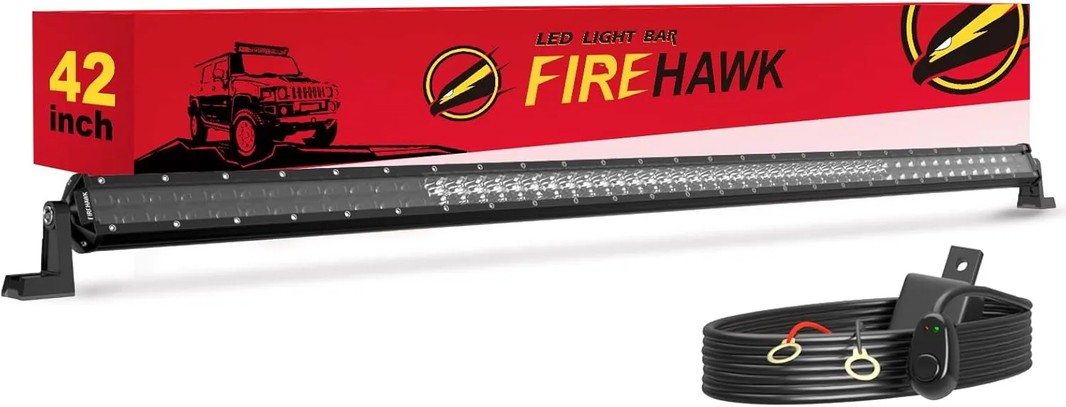 Firehawk LED Light Bar 42 Inch 90,000LM, 2025 New Japanese L-A-B Chips, Spot Flood Combo Beam, Driving Off Road Fog Work for Truck Pickup ATV UTV SUV Cart IP68 Waterproof with 12V Wiring Harness kit