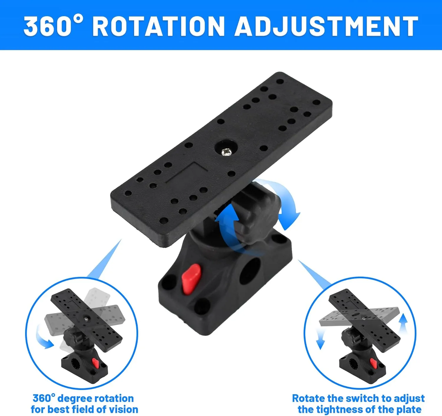 Fish Finder Mounts for Boat, 360° Adjustable Fish Finder Mounting Brackets, Depth Finders Mount, Universal Marine Electronics Mounting Plate for Boat, Canoe, Kayak