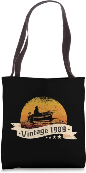 Fisher-men Vintage born 1989 Birthday Fishing-boat Fishing Tote Bag