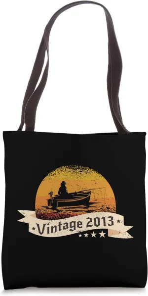 Fisher-men Vintage born 2013 Birthday Fishing-boat Fishing Tote Bag