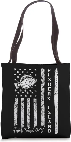Fishers Island NY for Fluke Fishing Fishermen Tote Bag