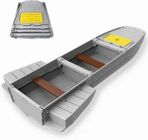 Fishing Boat, Folding Pontoon Boat, Fits in Car Trunk - Portable Modular Kayak, Seats 2-6, Motor-Ready, Sturdier Than Inflatable Boats - Ideal for Lure Fishing, Paddling Trip, Hunting, Rescue