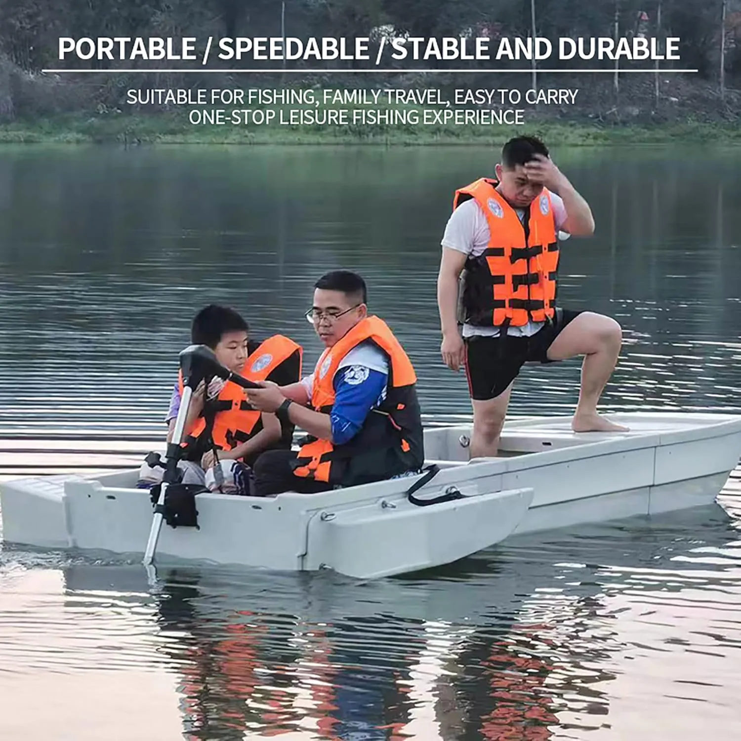 Fishing Boat, Portable Fishing Kayak - Modular Folding Boat with Fish Container, Easy to Store and Carry, Sturdier Than Inflatable Kayaks - Fits in Car Trunk, Seats 2-4, Supports Motor