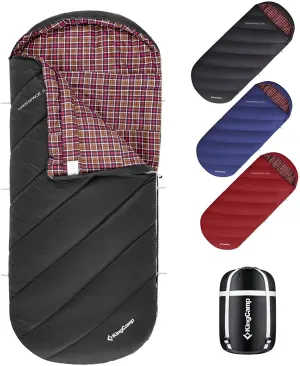 Flannel Sleeping Bag for Adults, Big and Tall Waterproof 20 Degree Camping Sleeping Bags for Cold Weather with Compression Sack, 86.6" X 39.4", Black