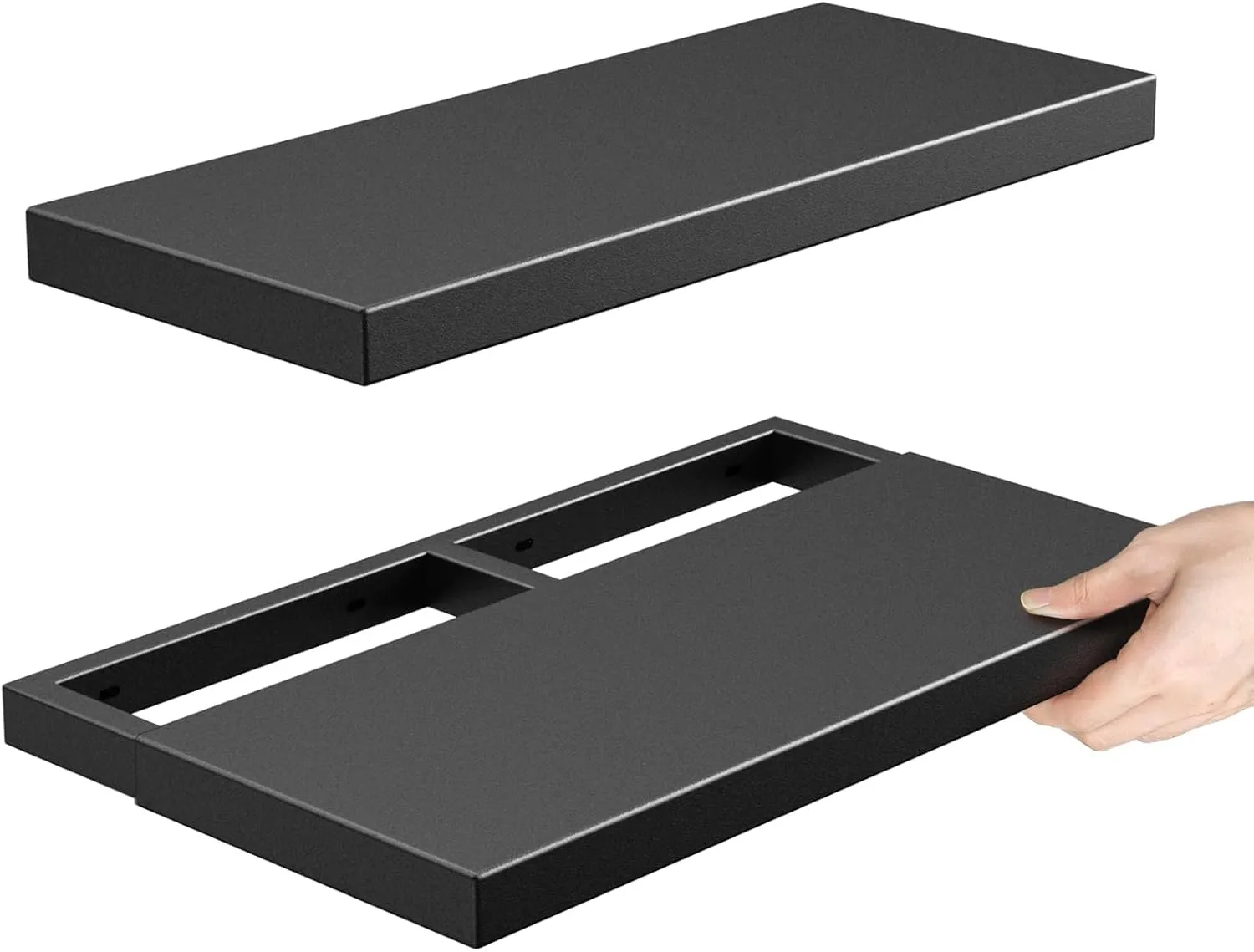 Floating Shelves for Wall - All-Metal Construction Heavy Duty Bathroom Shelves, Floating Shelves Rustproof & Waterproof, Wall Mount Shelves for Bathroom, Kitchen, Bedroom, Office (2 Pack)