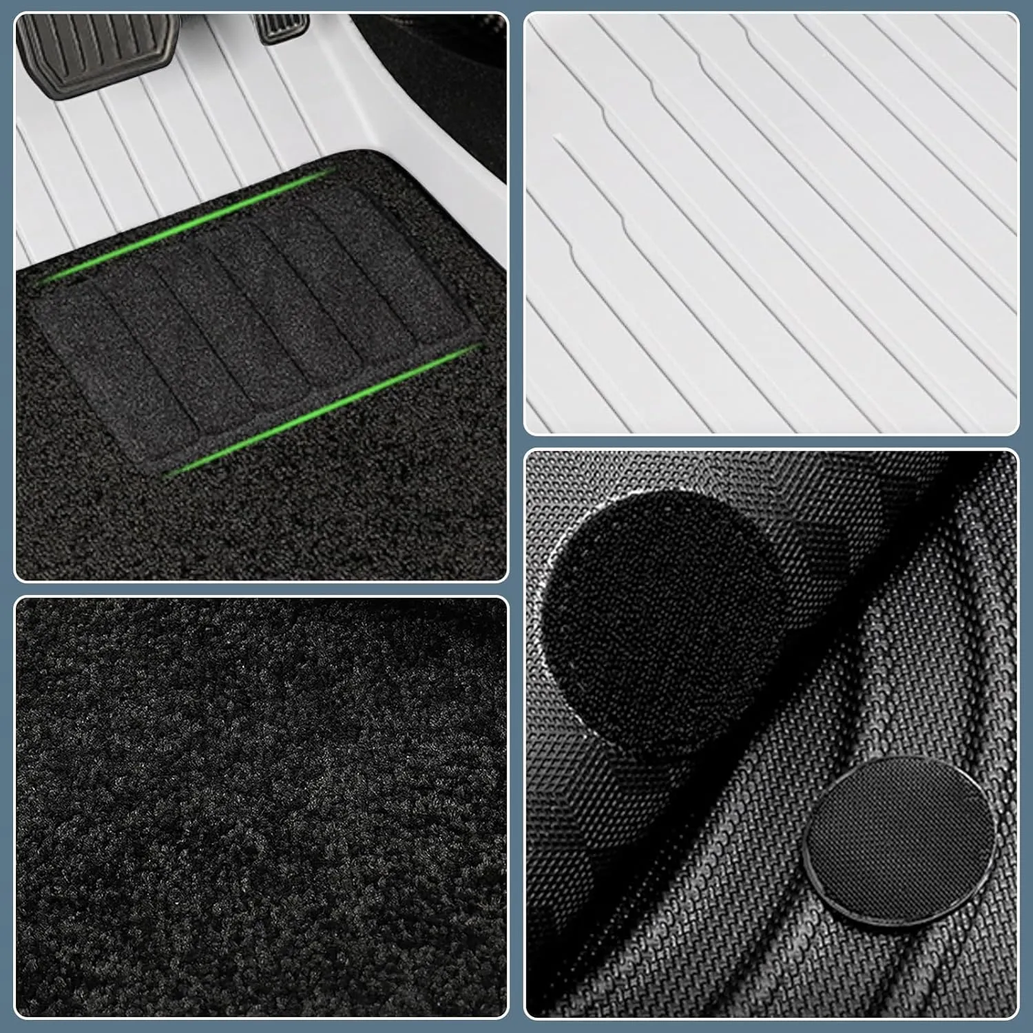 Floor Mats for Tesla 2024-2025 Model 3 White 5-Seat Double Carpet & Floor Mats All Weather Durable TPE Anti-Slip Car Floor Liner Waterproof Custom Fit(White Double Layer, Model 3)