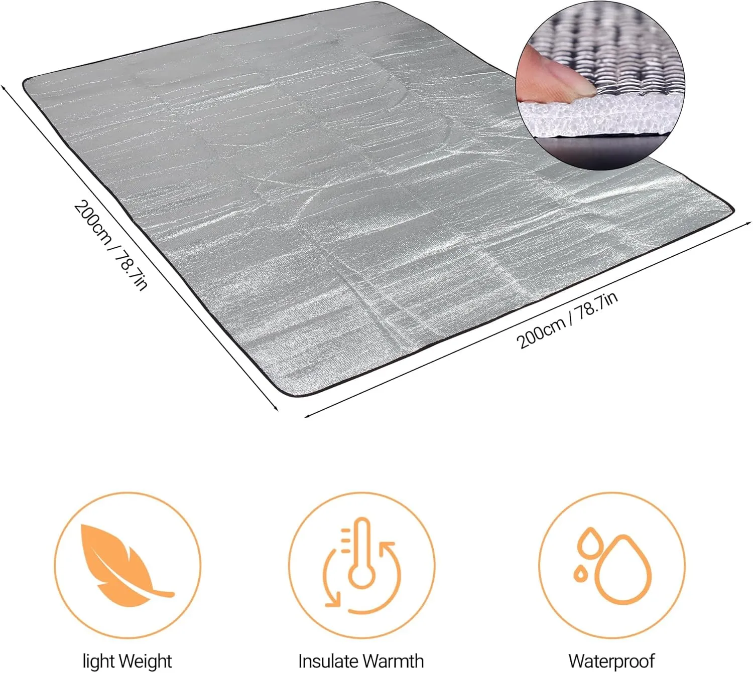 Foam Foil Blanket Lightweight Camping Mat Outdoor Roll-up Portable Waterproof Sleeping Mat for Hiking Backpacking Double-Sided Aluminum Camping Accessories