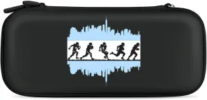Football Players and Chicagocity Flag Hard Shell Travel Case with Rope 15 Game Card Pockets Compatible with Switch Protective