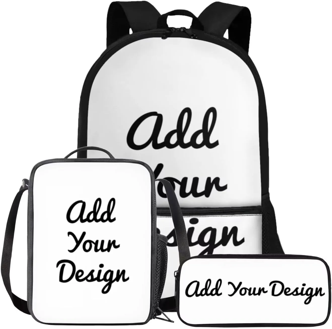 FOR U DESIGNS 3 in 1 Custom Name Backpack for Boys Lightweight Personalized School Bag and Lunch Bag Set 17 Inch Kindergarten Elementary Bookbag Set with Lunch Box