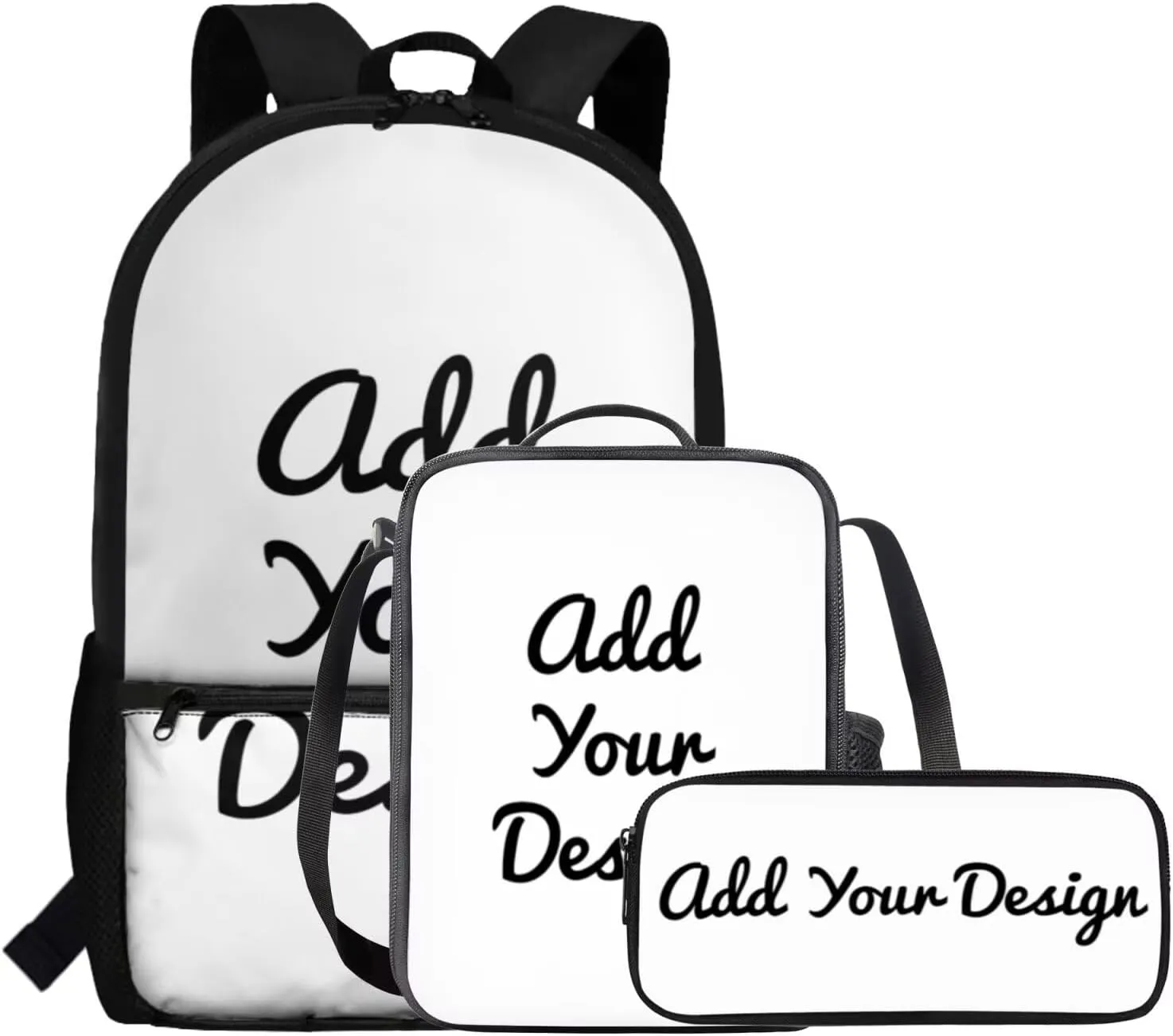 FOR U DESIGNS 3 in 1 Custom Name Backpack for Boys Lightweight Personalized School Bag and Lunch Bag Set 17 Inch Kindergarten Elementary Bookbag Set with Lunch Box