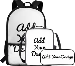 FOR U DESIGNS 3 in 1 Custom Name Backpack for Boys Lightweight Personalized School Bag and Lunch Bag Set 17 Inch Kindergarten Elementary Bookbag Set with Lunch Box