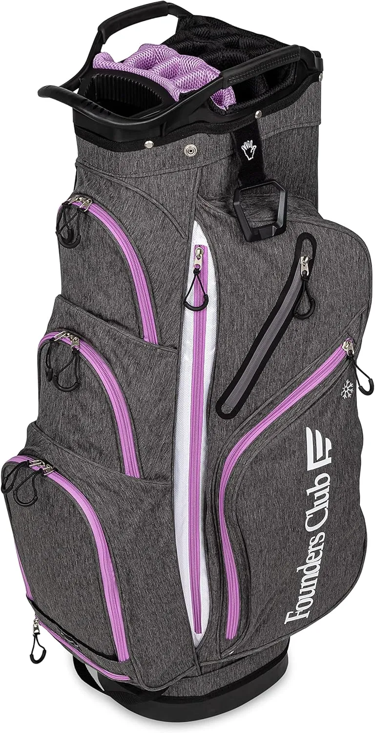 Founders Club Franklin Golf Push Cart Bag -Riding Cart Bag -Full Bag Rain Cover -Secure Push Cart Base -Light Weight -15 Way Full Length Divider-External Putter Tube-Embroidery Panel