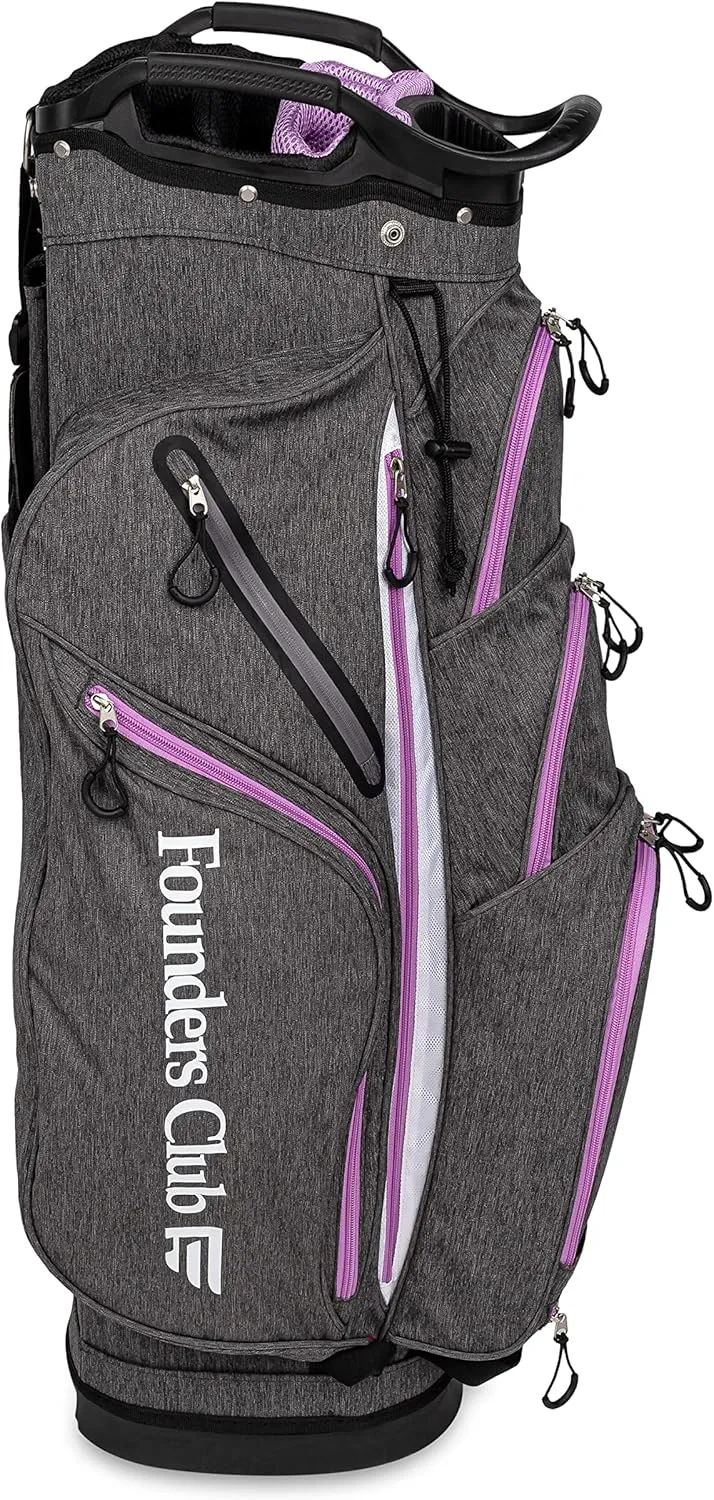 Founders Club Franklin Golf Push Cart Bag -Riding Cart Bag -Full Bag Rain Cover -Secure Push Cart Base -Light Weight -15 Way Full Length Divider-External Putter Tube-Embroidery Panel