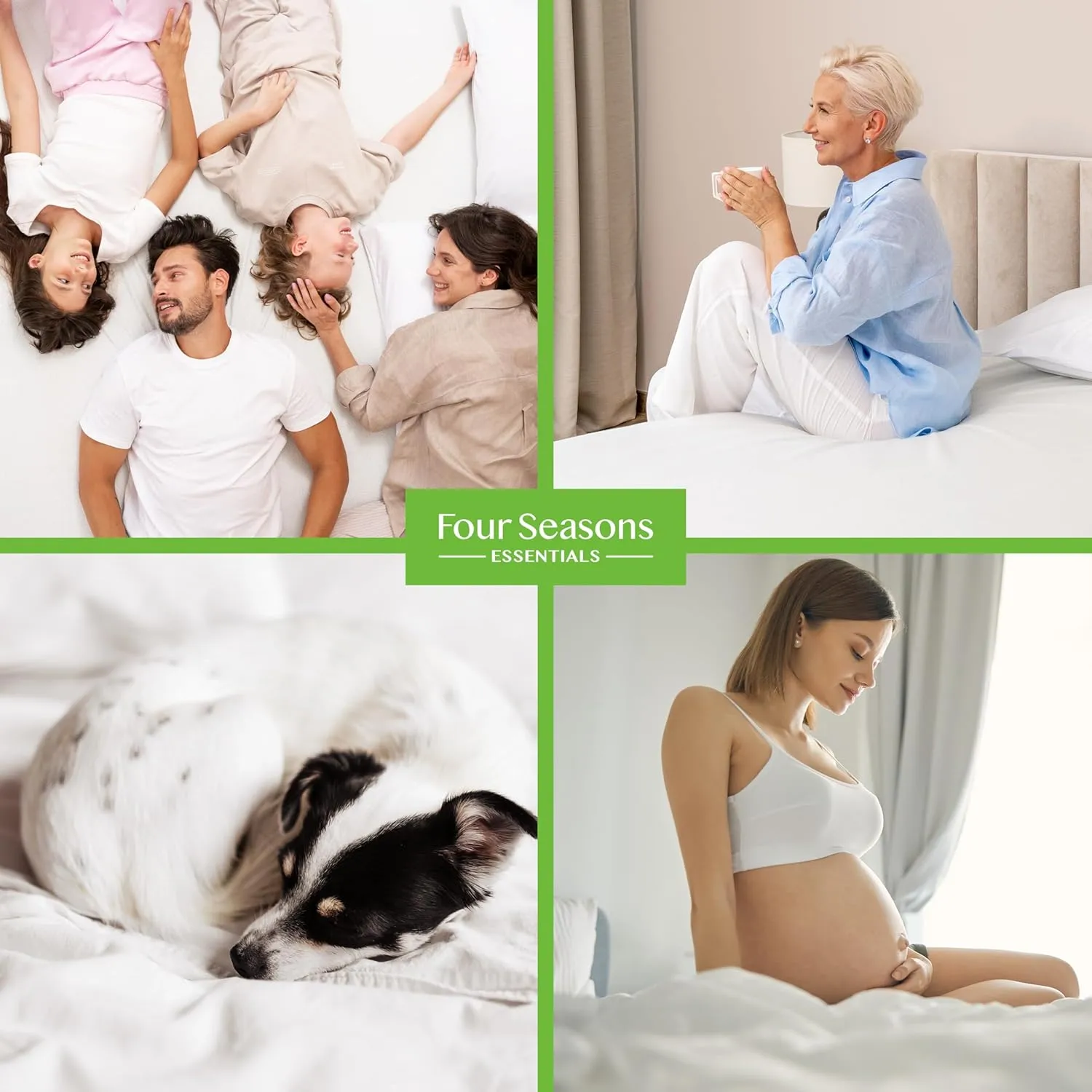 Four Seasons Essentials King Size Waterproof Mattress Protector - Cooling Viscose derived from Bamboo Fitted Sheet Mattress Cover - Quilted Jacquard Pad Protects from Dust Allergens