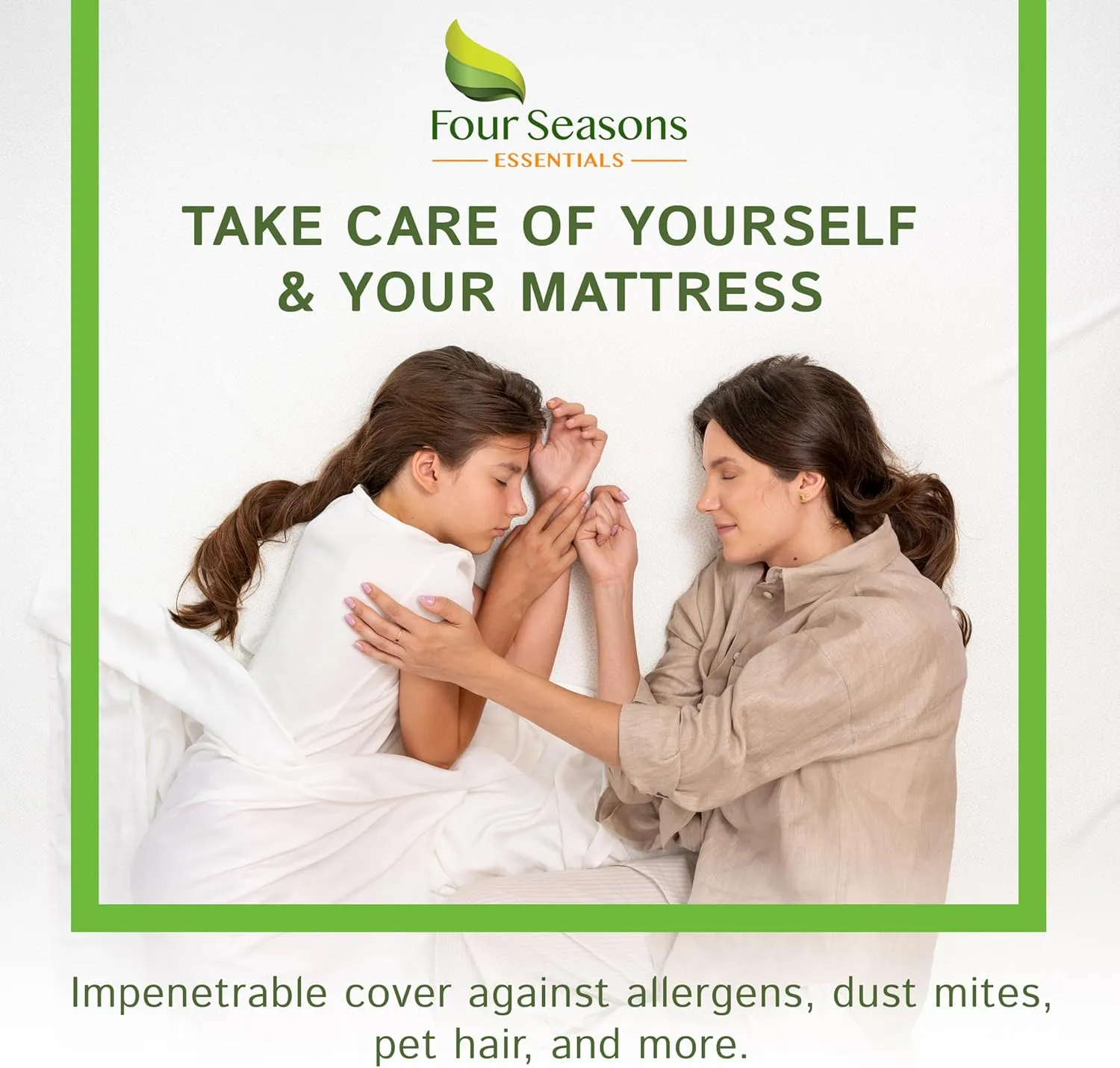 Four Seasons Essentials King Size Waterproof Mattress Protector - Cooling Viscose derived from Bamboo Fitted Sheet Mattress Cover - Quilted Jacquard Pad Protects from Dust Allergens