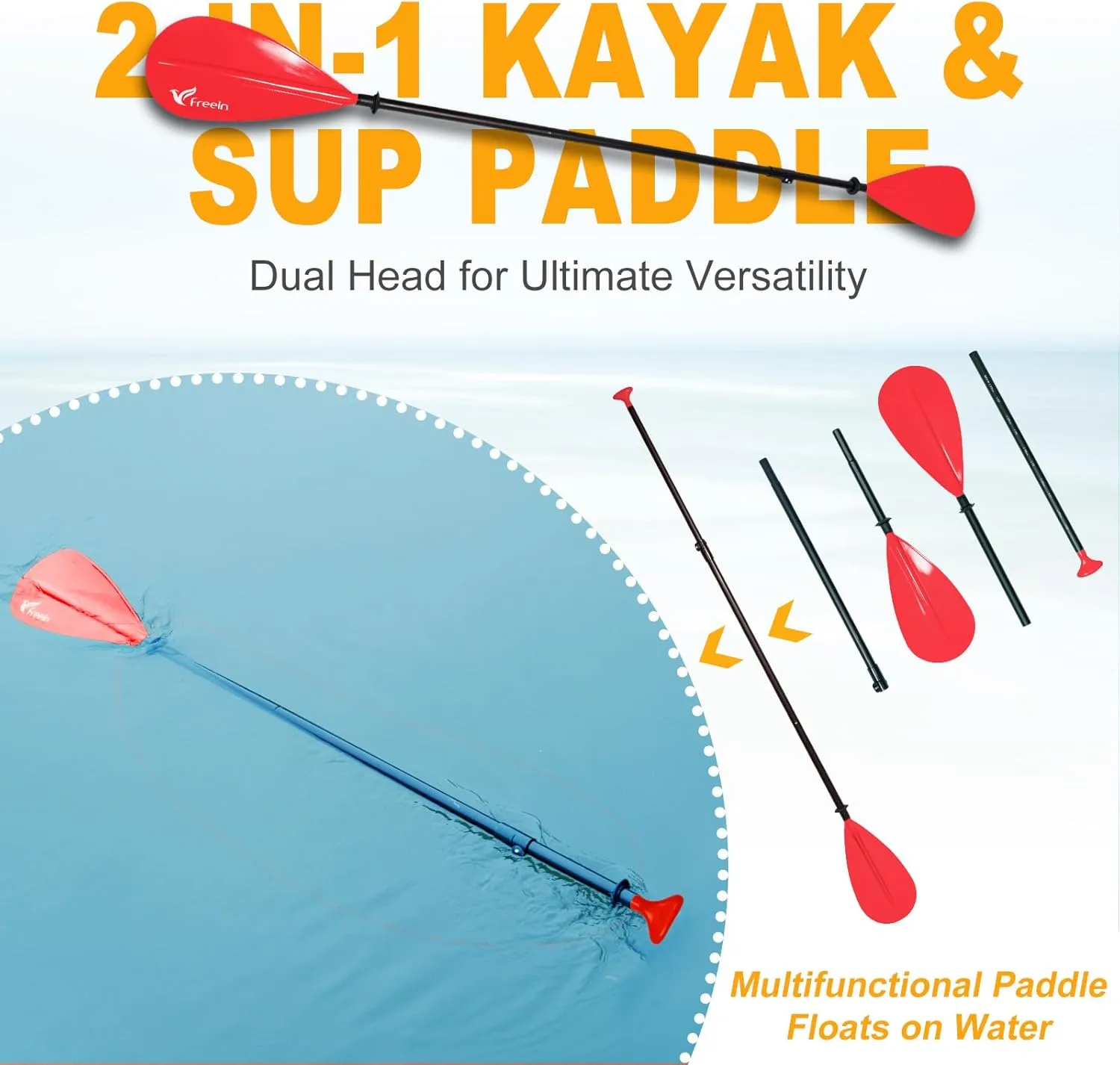 Freein Inflatable Paddle Board 10'6"/11',Capacity 2-in-1 SUP/Kayak with Adjustable Seat,Electric Pump Adapter,Non-Slip Diamond Deck & Travel Backpack,for Adults/Fishing/Yoga