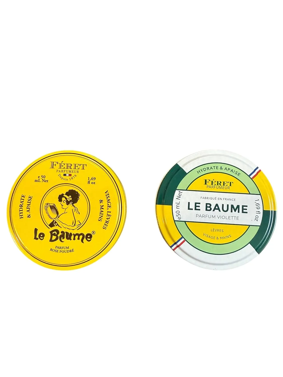 Féret Parfumeur Le Baume, Natural Multipurpose Moisturizing Balm, Face Lips and Body, Made in France (1.7 oz   1.7 oz, Violet   Rose)