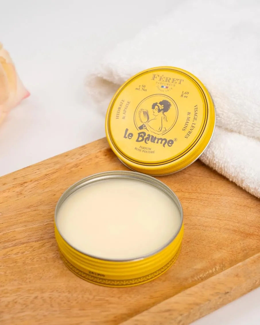 Féret Parfumeur Le Baume, Natural Multipurpose Moisturizing Balm, Face Lips and Body, Made in France (1.7 oz   1.7 oz, Violet   Rose)