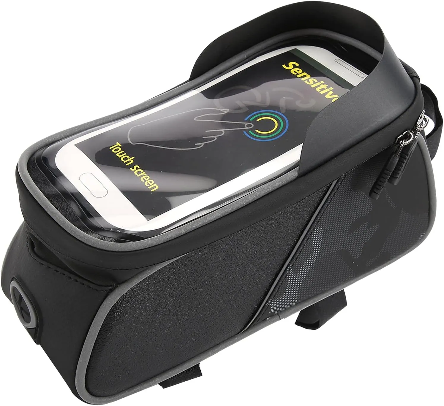 Front Frame Waterproof TPU Phone Mount Bag, Sensitive Touch Screen Design, Large Capacity for Cycling Tools, Earphone Hole for Charging and Music, Sunshade Cover for Glare Pr