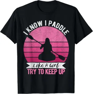 Funny Girl Kayak Retro Kayaking Paddling For Women T-Shirt