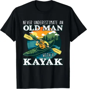 Funny Old Man Kayaking Kayak Kayaker Boating Lover Pun Quote T-Shirt