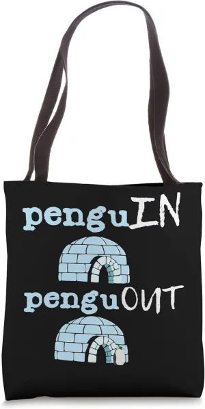 Funny Penguins Pun With Igloo Joke Birds Animal Penguin Tote Bag
