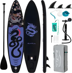 FunWater Inflatable Stand Up Paddle Board with Premium SUP Paddleboard Accessories, Wide Stable Anti-Slip EVA Deck, 11'/10'6" Paddle Boards for Adults & Youth of All Skill Levels