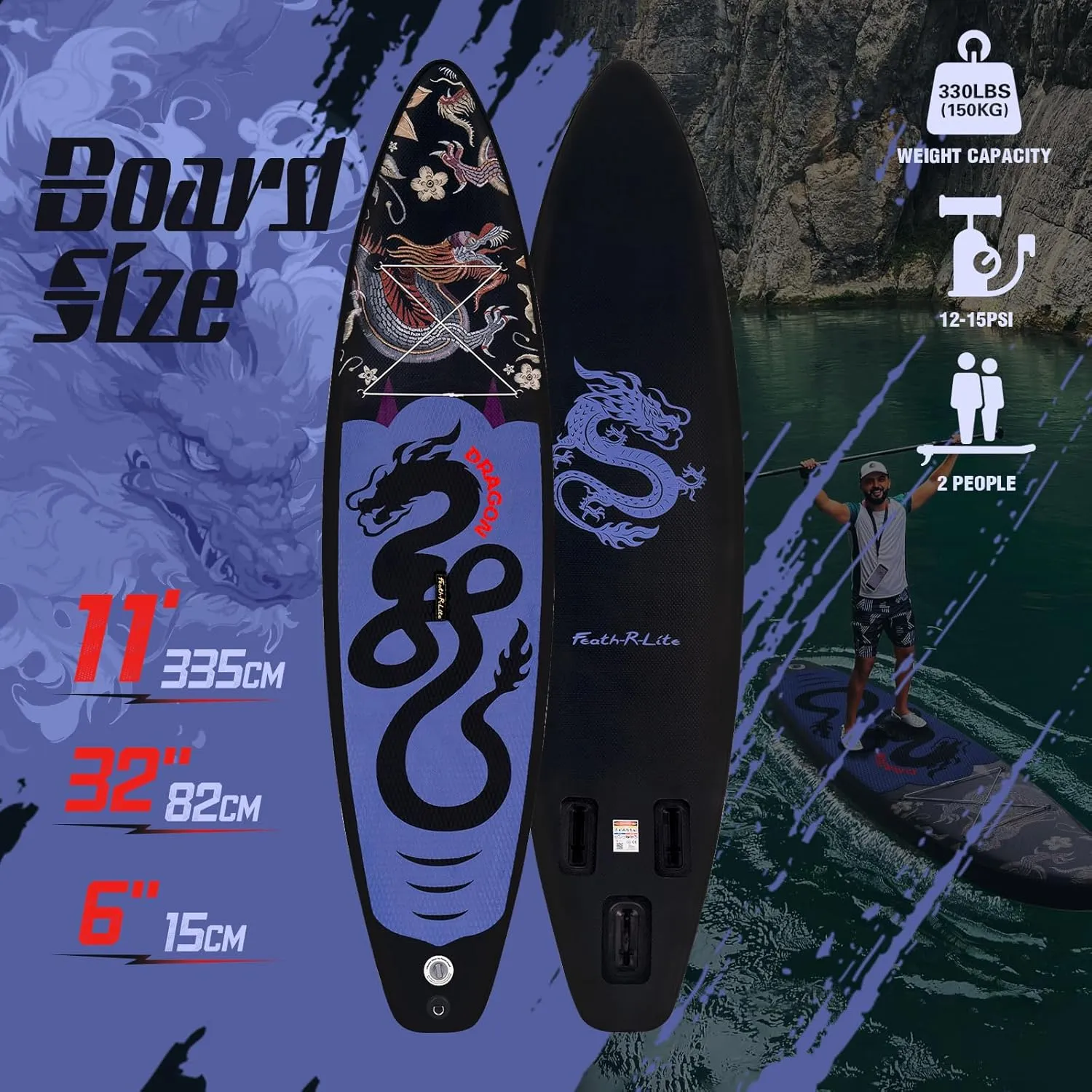 FunWater Inflatable Stand Up Paddle Board with Premium SUP Paddleboard Accessories, Wide Stable Anti-Slip EVA Deck, 11'/10'6" Paddle Boards for Adults & Youth of All Skill Levels