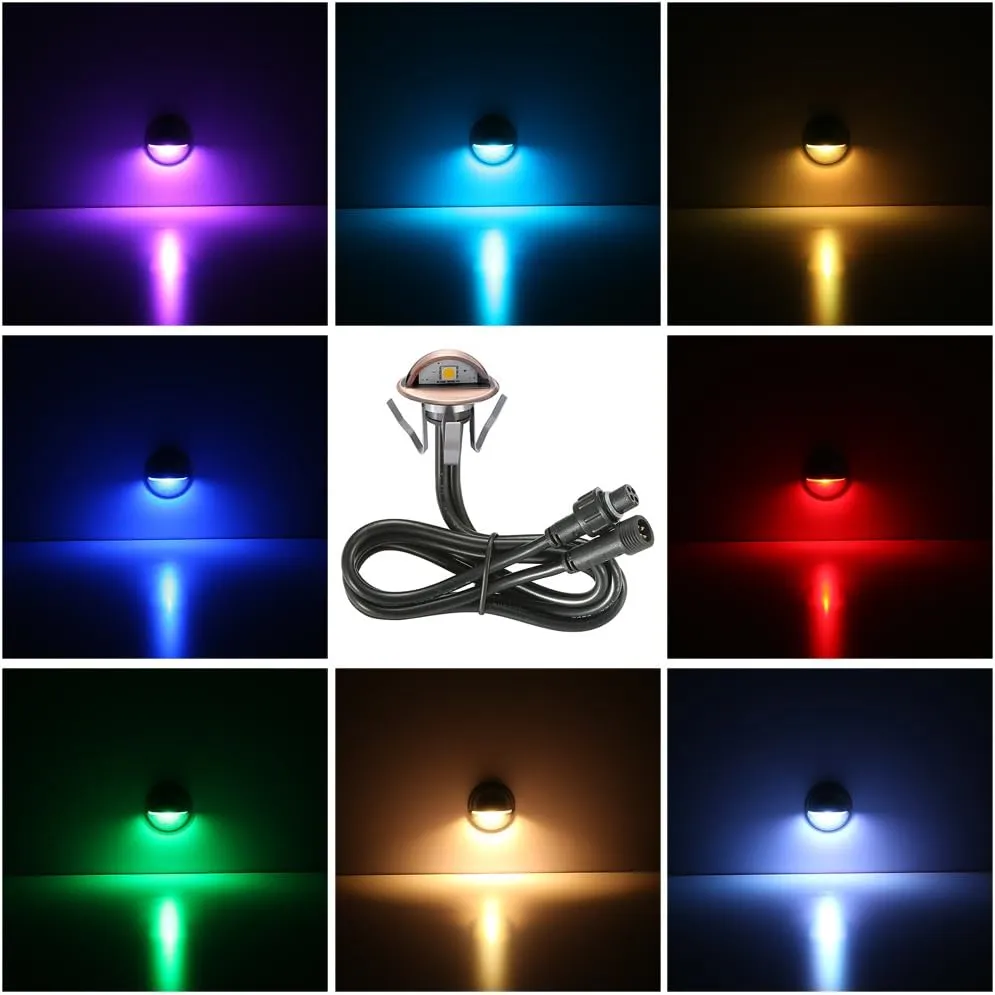 FVTLED WiFi LED Deck Lights Kit, 20 Pack D35 RGB Low Voltage LED Stair Step Light Outdoor IP65 Waterproof Recessed Deck Lighting, Compatible with Alexa Google Home, Bronze