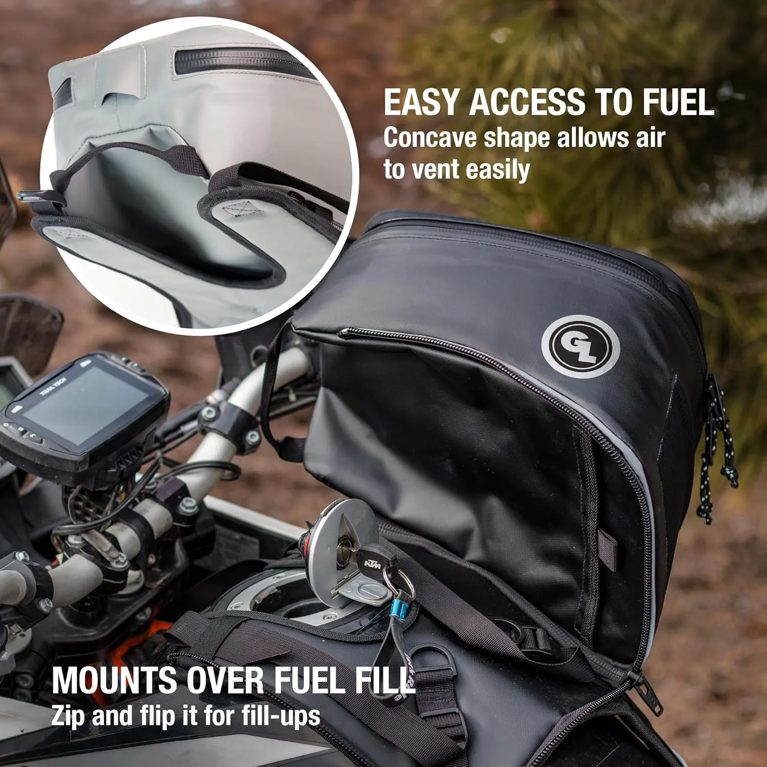 Giant Loop Fandango Tank Bag, Gray Waterproof Motorcycle Tank Bag, 8-Liters Capacity, Fits Any Dirt Bike, Snow Bike, Adventure, Dual Sport & More