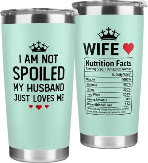 Gifts for Wife - Wife Birthday Gift Ideas from Husband - Wedding Anniversary for Women, Birthday, Valentines, Mothers Day, Christmas for Her - Romantic Love Cup for Her - 20 Oz Mint Tumbler