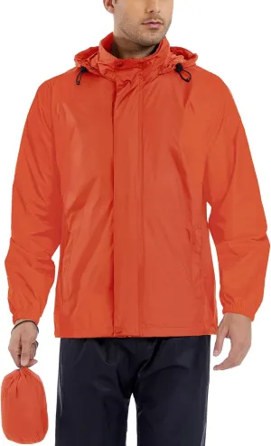 GIISAM Men’s Rain Jacket with Hood Lightweight Rain Coats Waterproof Raincoat Packable Windbreaker for Hiking Cycling