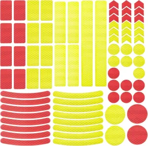 GORGECRAFT 80pcs Reflective Stickers Visibility Warning Reflective Stickers Kit Waterproof Adhesive Decals Bike Reflective Tape, Night Safety Stickers for Bicycle Motorbike Helmet Scooter (2 Color)
