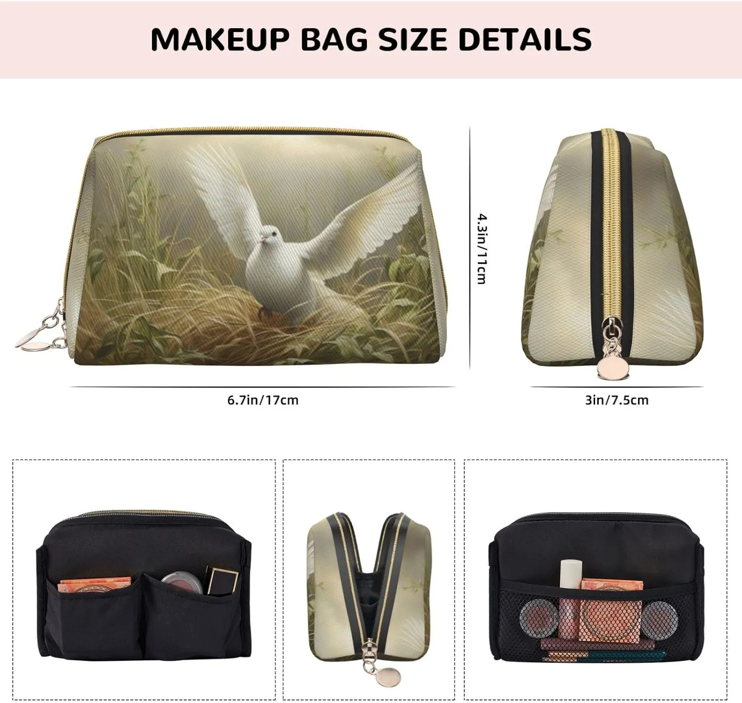 Grass And Dove Leather Toiletry Travel Bag, Compact Makeup Organizer For Women