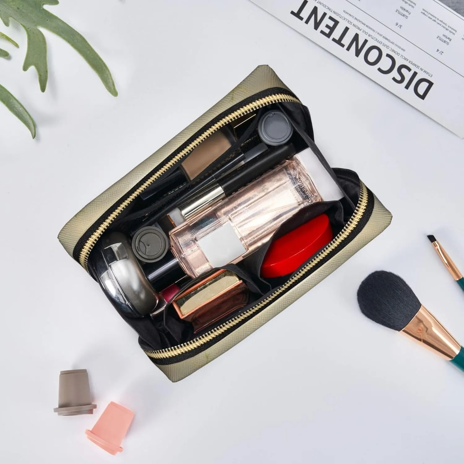 Grass And Dove Leather Toiletry Travel Bag, Compact Makeup Organizer For Women